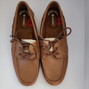 Sperry Men's Tan Leather Boat Shoes with Memory Foam